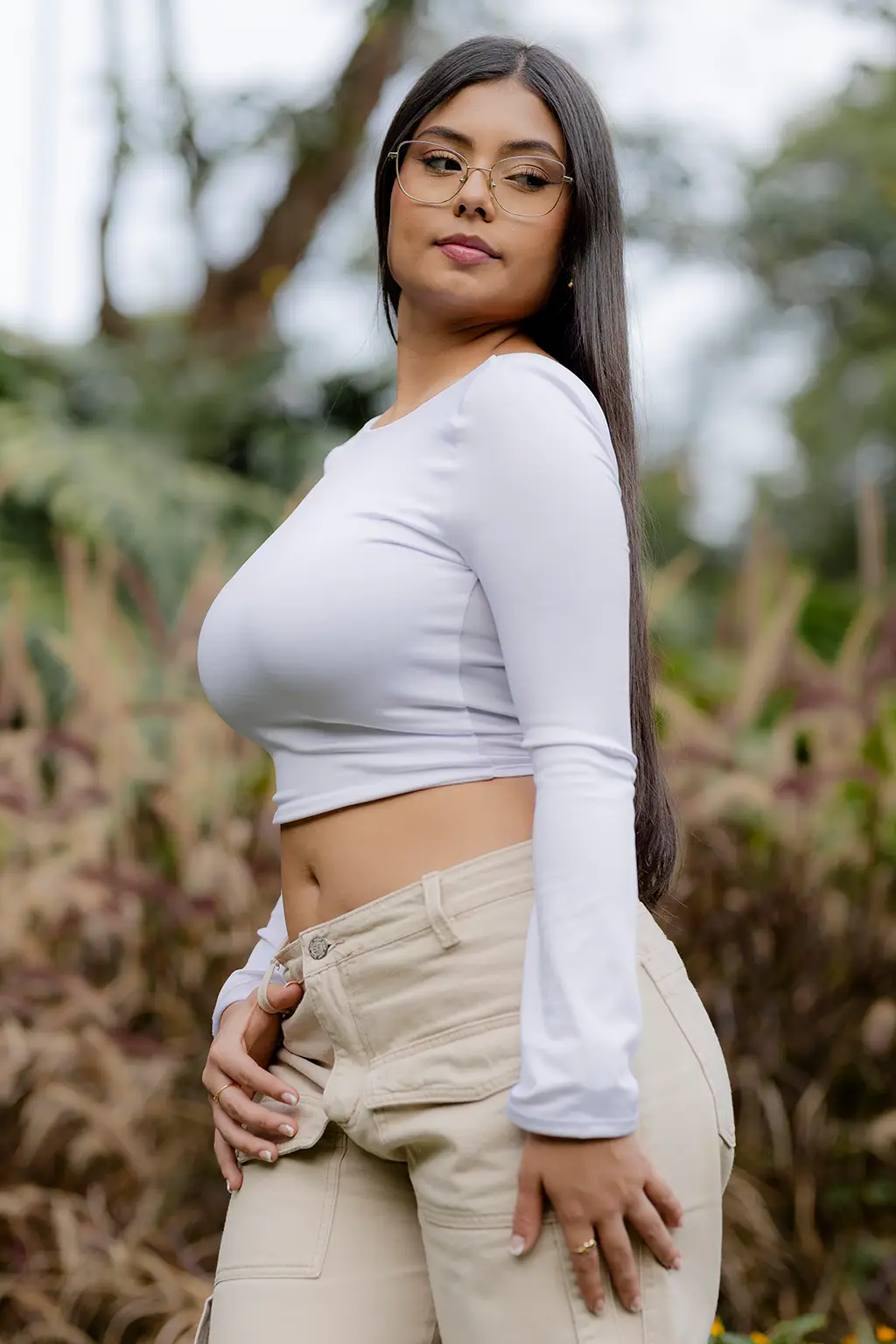 Croptop manga larga escote en U